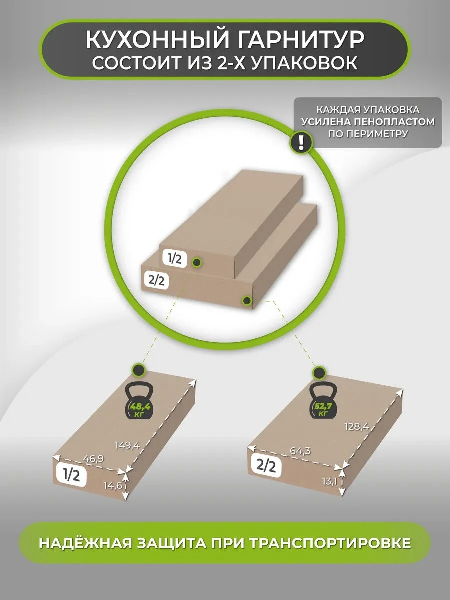 Кухонный гарнитур МС Денвер 1.6 белый со столешницей