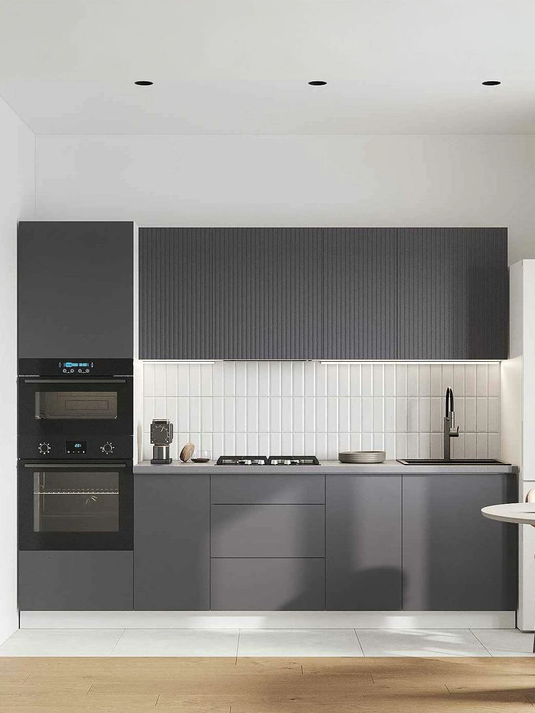 Кухонный гарнитур Комби 2.6 м, мебель для дома и кухни, Белый / Графит